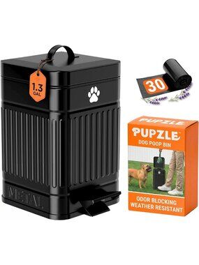 Outdoor Dog Poop Trash Can, 1.3 Gal Waste Bin for Easy Cleanup & Disposal